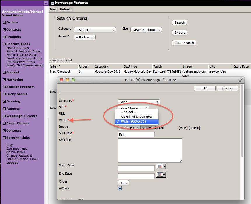 Full Width Feature Area Slides